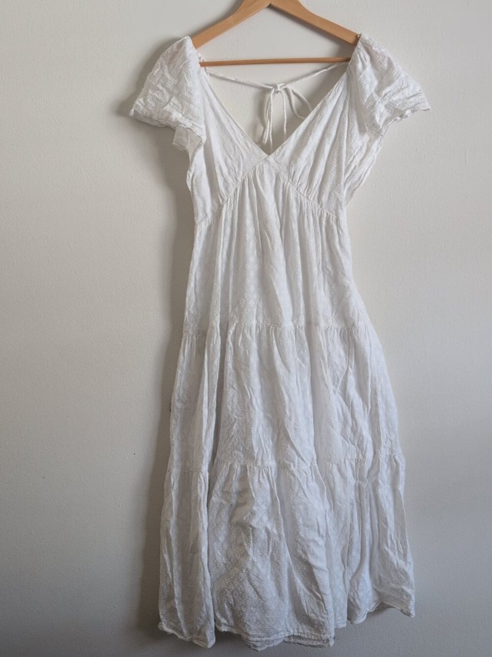 Madewell Tie-Back Flutter-Sleeve Tiered Midi Dress